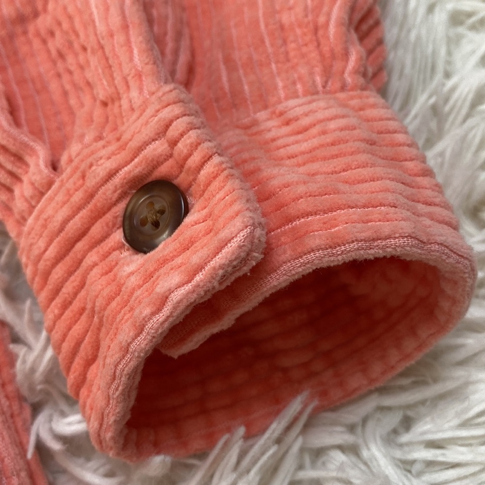 Hp L.L. Bean Corduroy Button Down Shacket Coral - image 8